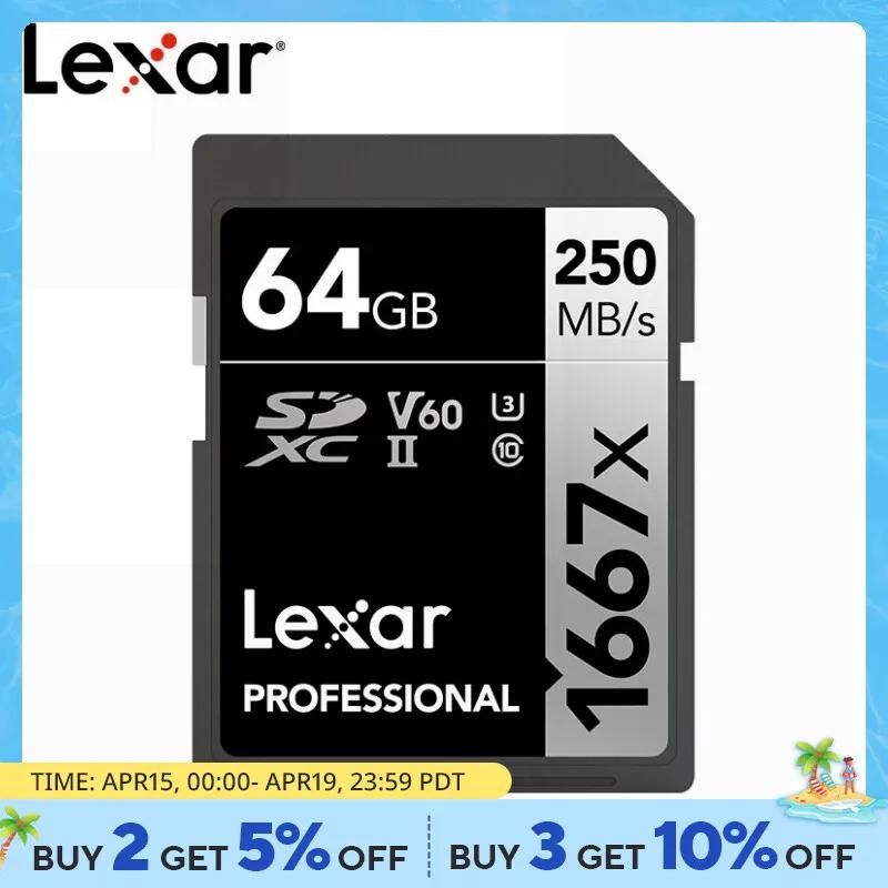 Lexar ī޶  SD ī, ޸ ī, SDXC UHS-II, V60, U3, C10, 4K, 1667X, 250 MB/s, 64GB, 128GB, 256GB